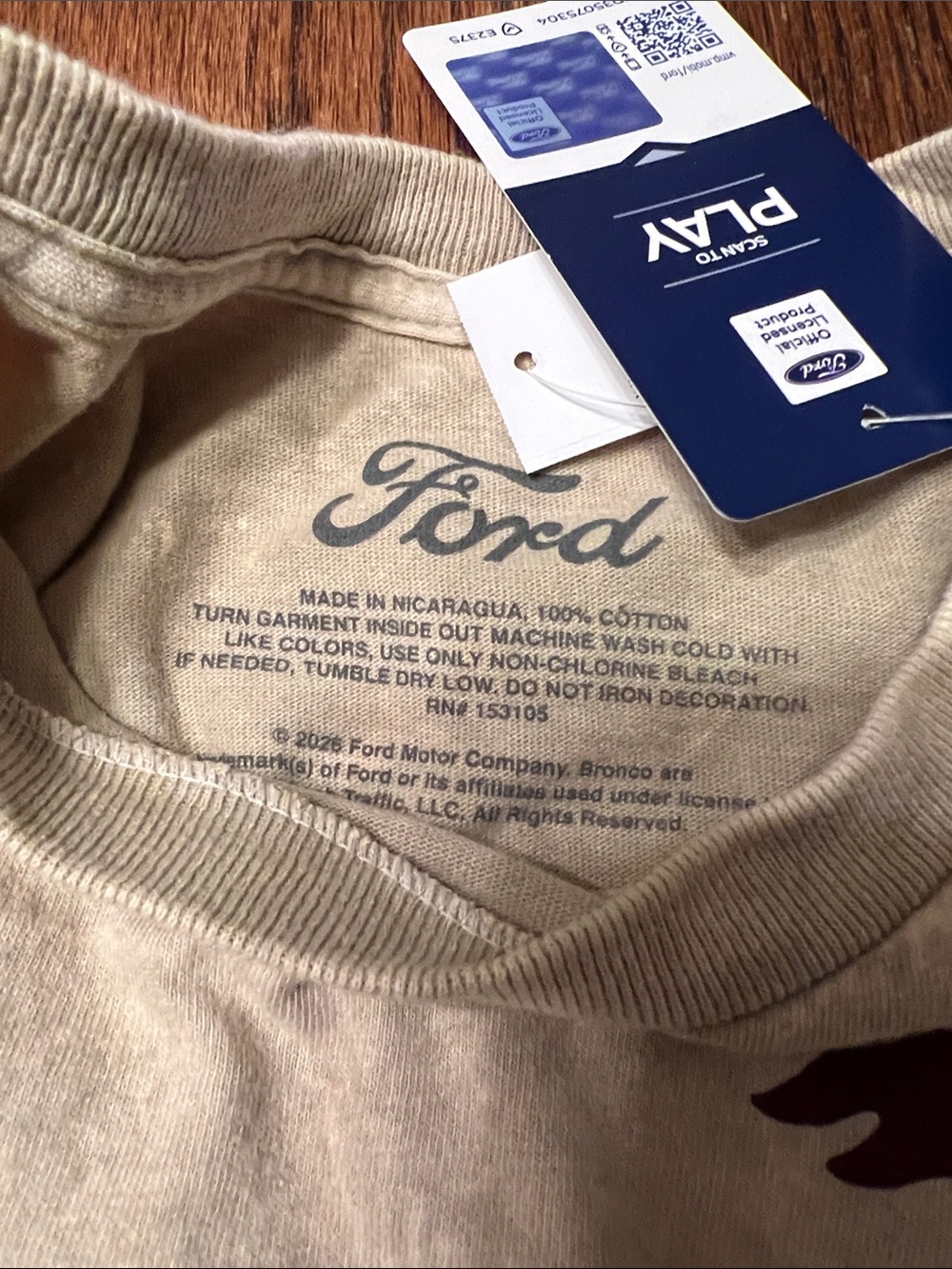 Ford Bronco '83 Short Sleeve Tee Mineral wash  with Maroon Graphic - Picture 2 of 6
